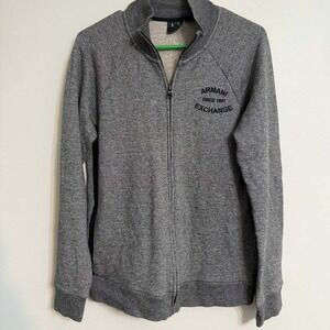 Armani Exchange Full Zip Sweatshirt Men's Medium Gray AX Jacket Old Money‎